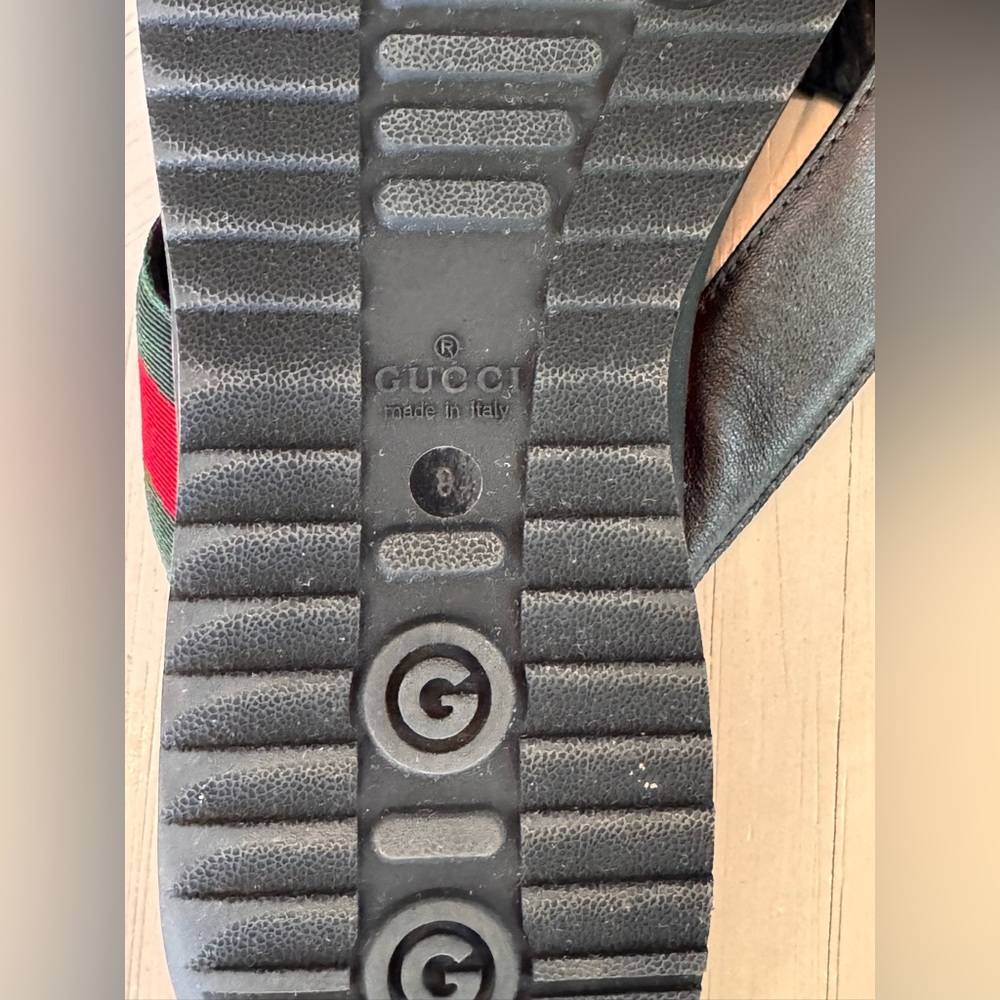 Gucci GG Microguccissima Web Leather Thong Sandals Men’s 9 Black Made in Italy - Picture 14 of 14